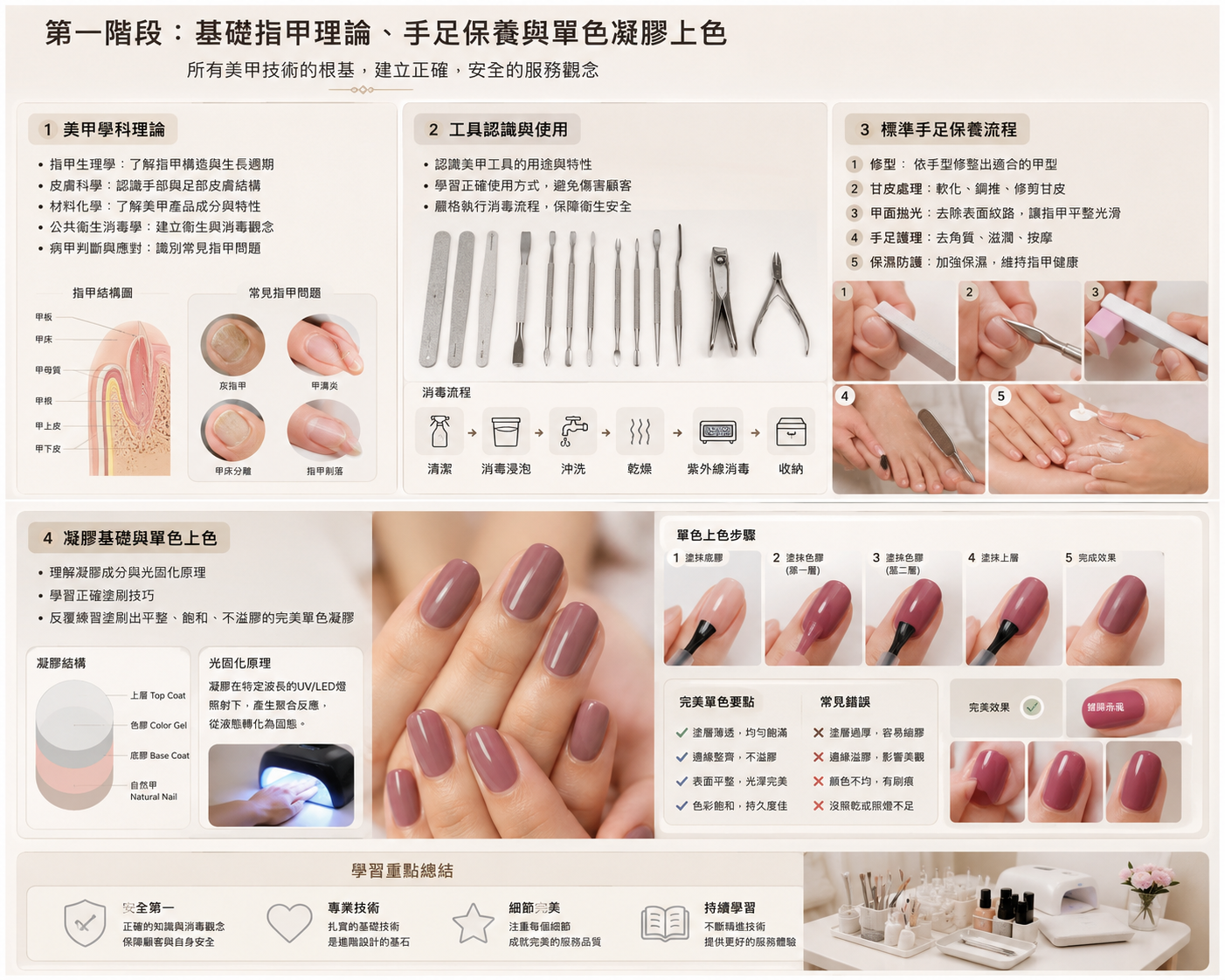 美甲課程中的基礎保養與凝膠實作
